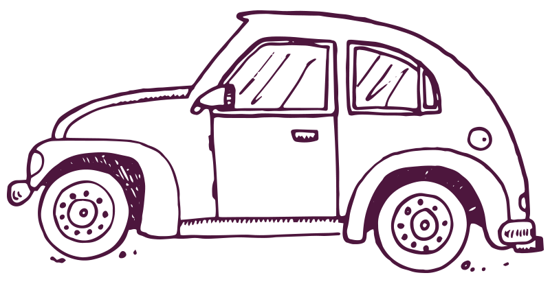 An illustration of the side of a car. 