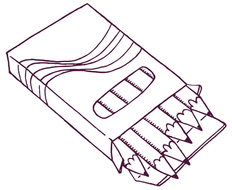 An illustration of pencils in a cardboard packet. 